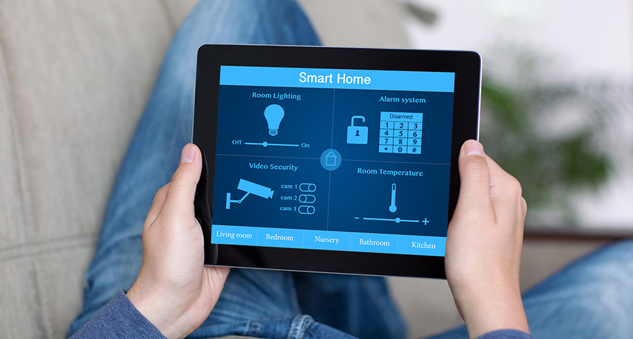 The ability to access and control security components from a mobile device is one of the top smart home trends in Gainesville. Close-up of smart home security app.